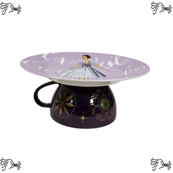 Upcycled Coffee Mug Candle Plant Holder Jewelry Tray, Sponge Soap Dish, Purple - Picture 2 of 4